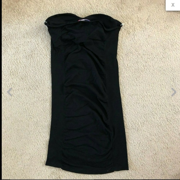 Black Strapless Seamless Ruched Slip Dress M/L - Picture 2 of 3